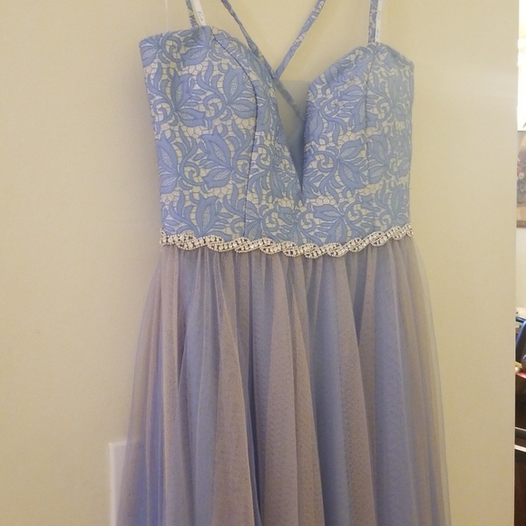 Light Blue Embellished Evening Dress - Picture 4 of 8